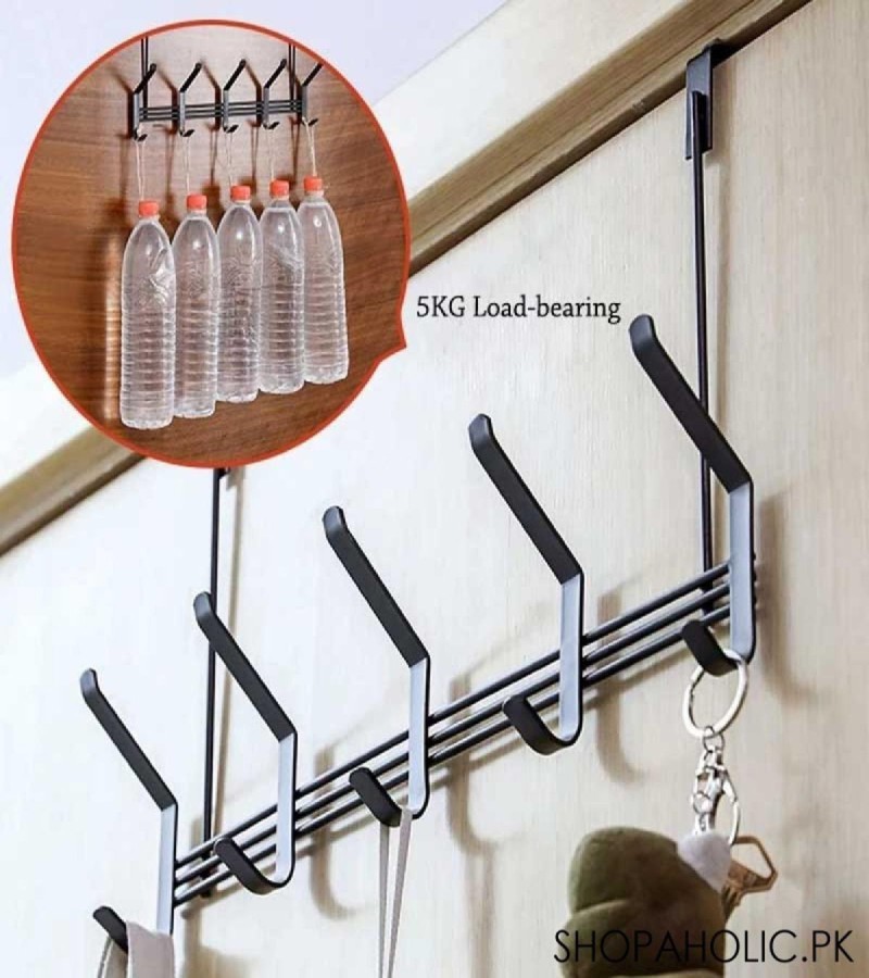 Over The Door 5 Double Hooks Hanger - Black