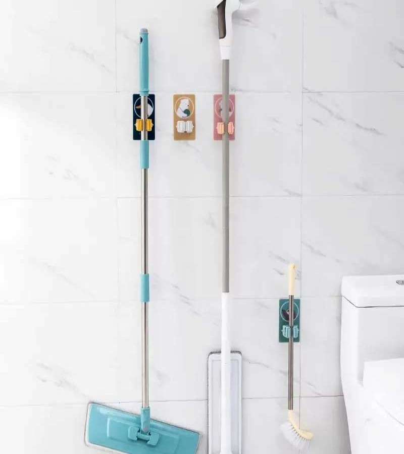 Wall Mounted Self Adhesive Character Broom Mop Holder For Home, Kitchen And Wardrobe
