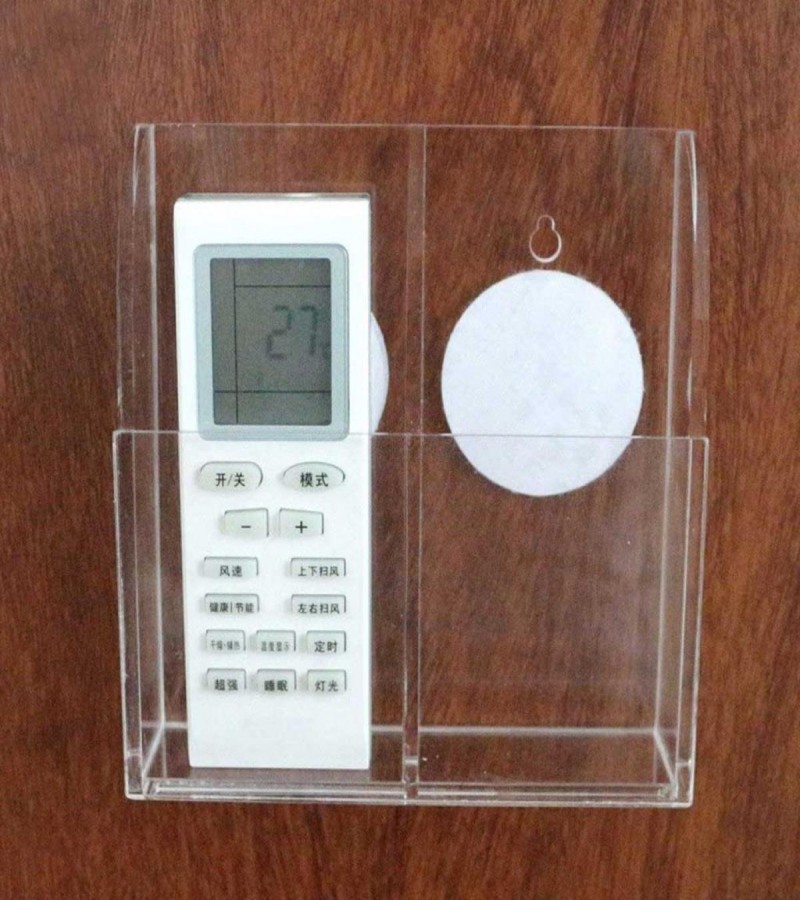 Wall-Mounted Two-Slot Acrylic Remote Control Storage Holder